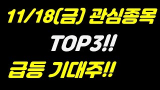 [주식] 11월 18일(금)관심종목 TOP3 급등 기대주!!