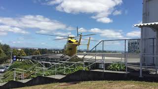 ZK-HES Take Off Waikato helipad.