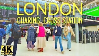 Charing Cross Railway Station walking tour | London walk in 4K