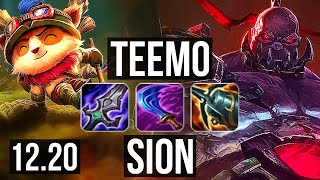 TEEMO vs SION (TOP) | 6 solo kills, 800+ games, 1.0M mastery | EUW Diamond | 12.20