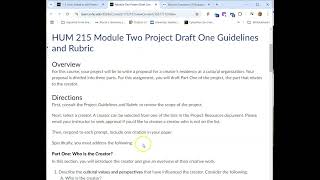 SNHU HUM 215 Module 2 Assignment Walkthrough