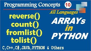 reverse() in python |count() in python | fromlist() and tolist() in list/array python