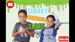 SHARKY🦈  BRINGS JJ SISTERS OCEAN 🌊 SLIME!!!! KIDS SKIT VIDEOS!
