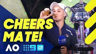 Ash Barty sculls beer to celebrate Australian Open win | Wide World of Sports
