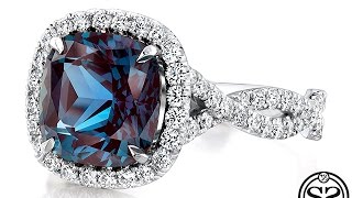 White Gold Alexandrite Halo Engagement Ring