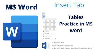 Table | Insert Table | How to insert move and edit table  | Ways to Insert Tables in MS Word