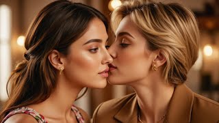 Lesbians kiss | beautiful woman in love