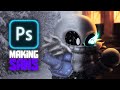 Making Sans from a Friday Night Funkin' Mod in Photoshop | Speed Edit | Indie Cross / Undertale