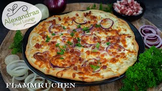 Einfacher Flammkuchen mit Quark Öl Teig! Sooo lecker #flammkuchen