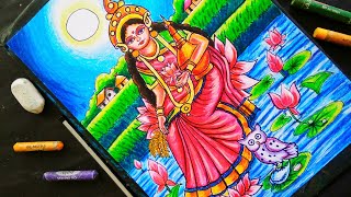 How to draw maa Lakshmi for beginners drawing easily/step by step drawing & colouring of Maa Lakshmi