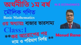 Market Equilibrium | বাজার ভারসাম্য | Basic Mathematics Honours 1st Year-মৌলিক গণিত-M.R ECONOMICS