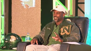 New Norfolk State football coach Michael Vick answers questions