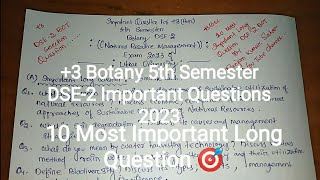 +3 (BSC) Botany 5th Semester DSE-2 Important Questions 2023 || 10 Most Important Long Question 🎯💯 ||