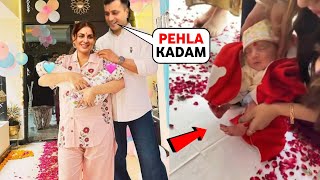 Grah Pravesh🥳 Shraddha Arya \u0026 Rahul Nagal emotional while talking first steps with Twins in house