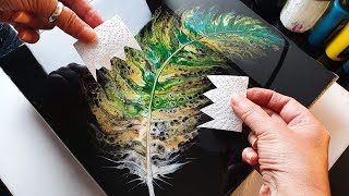 STUNNING Acrylic SWIPE Feather Painting Tutorial | ABcreative - Fluid Acrylic Pour