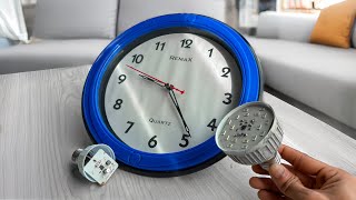 Use old led lights! You won't use batteries again on a lifetime wall clock