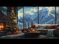 christmas in a cozy mountain cabin fireplace sounds soft jazz and holiday serenity