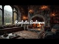 🌧️ Rainy Scottish Castle Library with Crackling Fireplace | Cozy Sleep & Study Ambience | No Ads