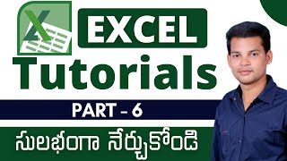 Ms Excel in Telugu Part 6  || Learn Excel  Basics || Microsoft Excel Tutorials