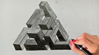 How to Draw an Optical Illusion Triangle the Easy Way ! 3d Art On Paper Step By Step