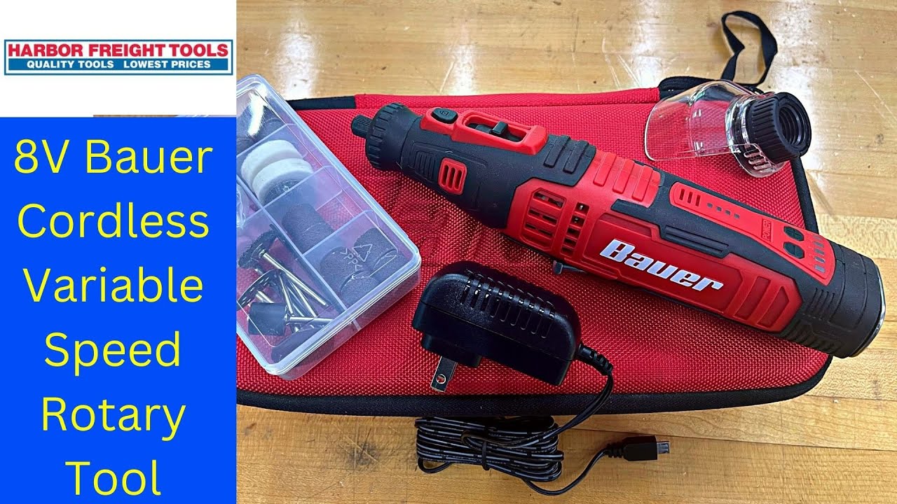 8V Bauer Cordless Variable Speed Rotary Tool Kit Review - YouTube