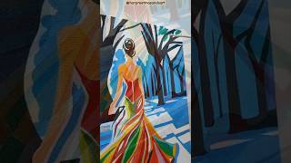 Daily art vlog #2                          Colourful gown lady painting  #harpreetmasandsart #shorts