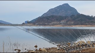 합천댐 겨울낚시 대물대기중 #장어낚시