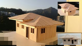 DIY easy popsicle stick house | popsicle stickhouse miniature  | bungalow house design