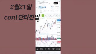 2월21일conl 단타 들어갑시다 ㅋ ionq tqqq soxl tmf conl 미국주식 나스닥 비트코인 투자