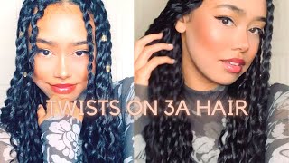 MINI TWISTS TUTORIAL ON 3A CURLY HAIR | NO ADDED HAIR |  1 WEEK PROTECTIVE STYLE