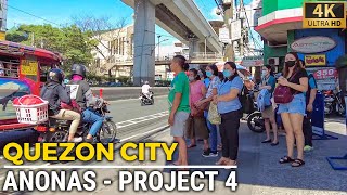 Real Life Scenes at ANONAS | PROJECT 4 - QUEZON CITY Walking Tour [4K] Philippines - March 2023