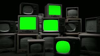 Multiple TV Screens Out Of Focus -  Digital Screen Green Screen Pack