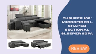 THSUPER L Shaped Sectional Sleeper Sofa Couch with Storage and Adjustable Headrests