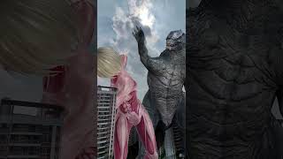 哥斯拉对战巨人，这样太强了！ #funny #godzilla  #進撃の巨人 #Attack on Titan