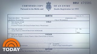 Royal Baby Archie’s Birth Certificate Released | TODAY