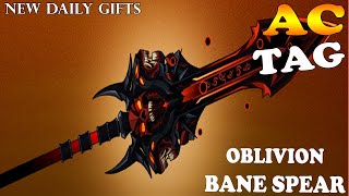 AQW NEW OBLIVION BANE RARE SPEAR l DAILY GIFTS  /JOIN OBLIVIONTUNDRA (NULGATH BIRTHDAY 2025)