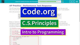 Creating Functions with Parameters Lesson 8.18 Tutorial with Answers Code.org CS Principles