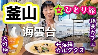 2024年10月【釜山 女一人旅④】海雲台散策！絶景カフェに行って雑誌に載った海鮮カルグクスランチを食べて大好きなアイスクリームも食べます！！