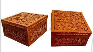 DIY/ Beautiful jewelry box of cardboard/ Wood imitation/Cardboard crafts