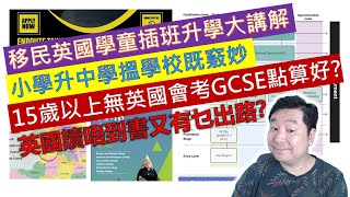 移民英國學童插班升學大講解、小學升中學搵學校既竅妙、15歲以上無英國會考GCSE點算好? 英國讀唔到書又有乜出路?    (粵語廣東話中文字幕)