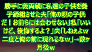 【スカッとする話】勝手に義両親に私達の子供を養子縁組させた夫「俺の親の子供だ！お前らには会わせない」私「いいけど、後悔するよ？」夫「しねぇよｗ二度と俺の前に現れるなｗ」→数ヶ月後ｗ【修羅場】