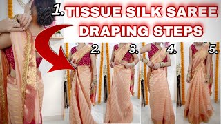 How to avoid Tissue silk saree draping Mistakes | Draping Mistakes | step by step guidance