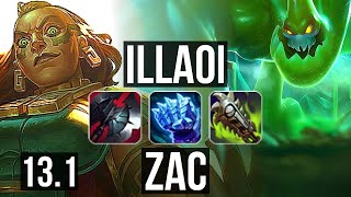 ILLAOI vs ZAC (TOP) | 1500+ games, 1.6M mastery, Rank 8 Illaoi, 9/2/6, Legendary | KR Master | 13.1