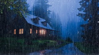 Goodbye Insomnia With Heavy RAIN Sound | Rain Sounds On Old Roof In Foggy Forest