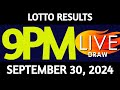 Lotto Result Today 9:00 pm draw September 30, 2024 Monday PCSO LIVE