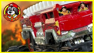 FIRE TRUCK RESCUE! 🚒 Monster Jam & Hot Wheels Monster Trucks (Fourth of July FIREWORKS SPECIAL)