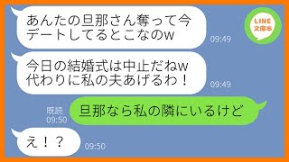 【LINE】結婚式当日、私の新郎を奪って逃亡した双子の美人な妹「旦那さん交換しよ！」→お金目当てで勝ち誇る勘違い女にある衝撃の事実を伝えた時の反応が…w【スカッとする話】【総集編】