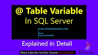 table variable | sql server table variable | sql server declare table | declare table