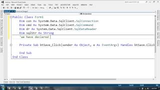 Database Connectivity of Visual Basic 2012 with SQLServer part 4