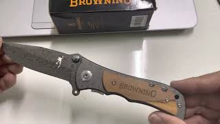 รีวิว มีดพับ Browning ลายเลเซอร์ ด้ามประกับไม้ ฉลุใบลายกวาง